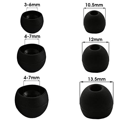 Xcessor Replacement Silicone Earbuds 6 Pairs (Set of 12 Pieces). S/M/L, Black — view 4