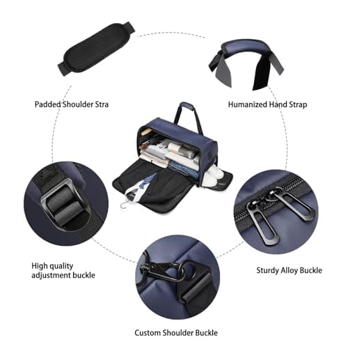 Garment Duffle Bags for Travel,Moulyan Convertible Carry on Garment Bag with Shoe Compartment,3 in 1 Waterproof Travel Suit Bag with Shoulder Strap for Men Women — view 3