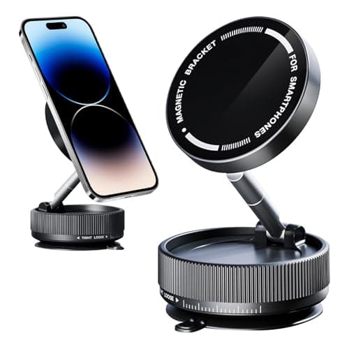 Astriva Vacuum Magnetic Phone Holder, Maglock 360° Rotating Car Phone Mount, Adjustable Foldable Vacuum Phone Bracket for iPhone Mag Safe Android & All Phones