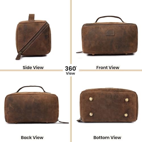 Leather Village Genuine Leather Travel Dopp Kit for Men & Women — view 5