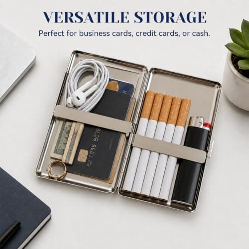 Cuxawamiyo Vintage Metal Cigarette Case with Snap Button Slim Cigarette Box Card Holder Wallet for Travel and Daily Use — view 4
