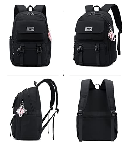 SellerFun Teen Girls Casual Backpack High Middle School Daypack Women Daily Travel Laptop Bag(B Black,29 Liters) — view 3