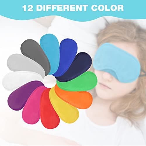 12 Pieces Multicolor Eye Mask Cover Lightweight Blindfold Sleep Mask with Nose Pad and Elastic Straps for Kids Women Men, 12 Colors — view 4