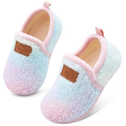 JIASUQI Toddler Slippers Boys Girls Slip on House Shoes Lightweight Baby Sock Shoes Outdoor Kid Walking Shoes(DtPink 152,UK Size 6.5-7)