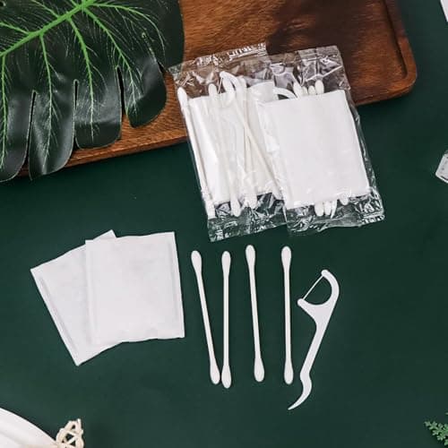 50 Pack Hotel Vanity Kit Individually Wrapped, Bulk Hotel Amenities Kit, Hospitality Set, Amenities Hotel Vanity Set Hygiene Products Include Cotton Pads, Cotton Swabs, Dental Floss Picks — view 4
