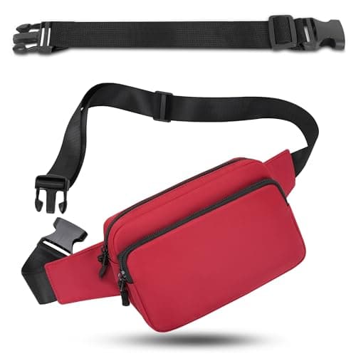 IHIGOGOFA Bumbags Waist Fanny Pack Fashion Bum Bag with 30cm Extended Belt for Dog Walking Climbing Hiking Travel Cycling Girls Ladies Men Women (Red)