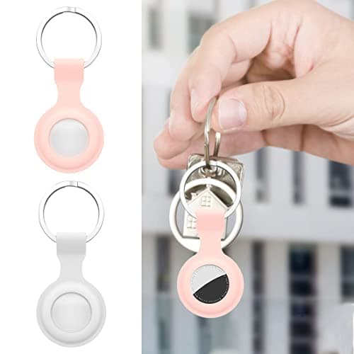 2 Pack Airtag Case Holder for Apple Air Tag, Airtag Case with AntiLost Keychain, Silicone Protective Cover for Kids' Backpacks, Dog Collars, Luggage, MultiColor Protective AirTag Accessories — view 2