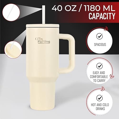OTTO KONING Travel Mug with Handle 40oz Insulated Tumbler Stainless Steel — view 3
