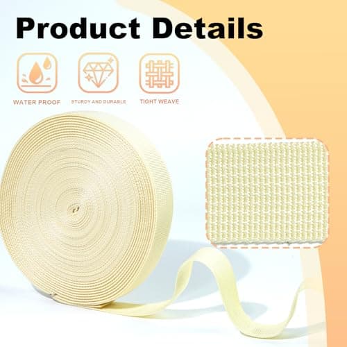 KINETOX 20m Beige Webbing Strap 25mm Polypropylene Webbing Strap Heavy Duty Anti-Slip UV Resistant Twill Tape Fabric for DIY Enthusiasts Campers to Repair Bags Pet Leashes Camping Gear and Luggage — view 6