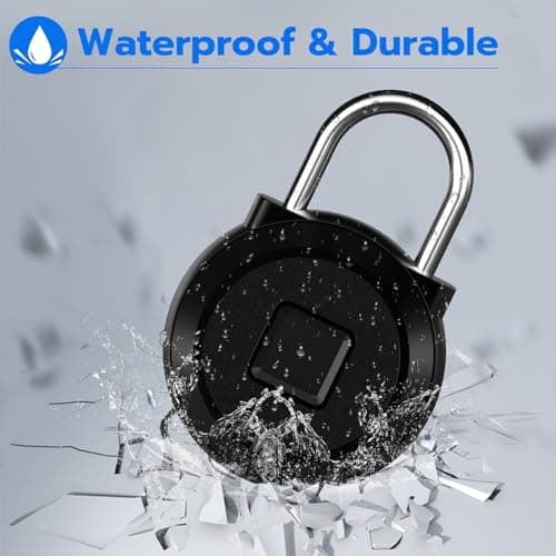 Eseesmart Fingerprint Padlock, Gym Locker with Fingerpirnt Bluetooth APP Control, Smart Fingerprint Lock, Keyless Outdoor Waterproof Security Suitcase Luggage School Backpack-Black — view 5