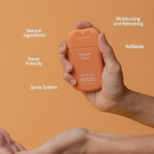 HAAN Hydrating Hand Cleansing Spray with Aloe Vera (Pack of 3) – Clean Your Hands - 1 of Each Scent: Sunset Fleur, Purifying Verbena, Soothing Lavender — view 4