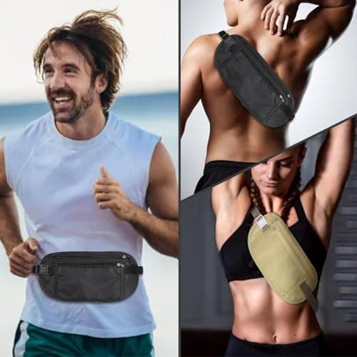 2-Pack Hidden Anti-Theft Money Belts for Travel, Waterproof and Adjustable Concealed Pouch for Men and Women, Secure and Stylish Travel Money Belt for Running, Hiking, and Dog Walking — view 5