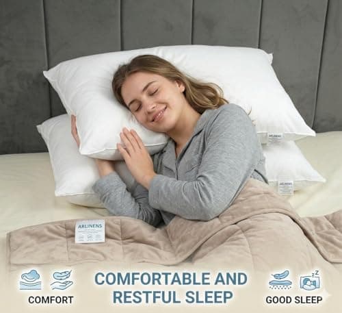 ARLINENS Pillow 10 Pack Virgin Hollow Fibre Standard Pillows-50x75 cm -Hotel Quality Soft Pillow for Sleeping - Bounce Back Support Bed Pillows -Hypoallergenic Soft Hollow fibre (Pack of 10) — view 5