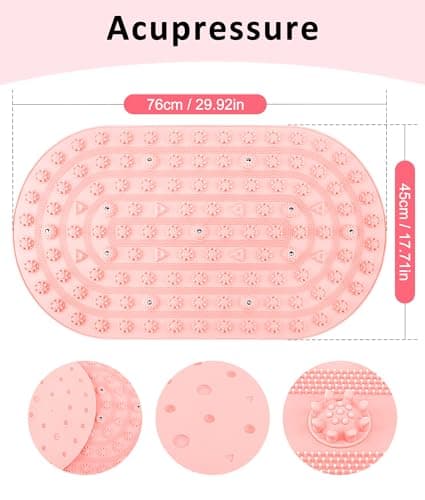 Foot Massager Mat,Portable Acupoint Mat for Relaxing Pressure,Double-Sided Portable Silicone or Standing, Yoga,Indoor Exercise（Pink） — view 3