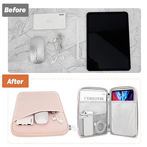 MoKo 9-11 Inch Tablet Sleeve Case, Fits 11inch iPad Air M3, iPad A16 2025, Pro 11 M4, iPad 10/9/8/7th, Galaxy Tab S9/S8/A8/A7, Protective Bag Carrying Case with Pocket, Pink — view 4