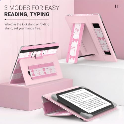 MoKo Universal Case for 6 inch kindle eReaders and Tablets,Pink Striped Bow — view 5
