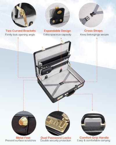 LOCKCURX Expandable Briefcase Men PU Leather Business Bag — view 5