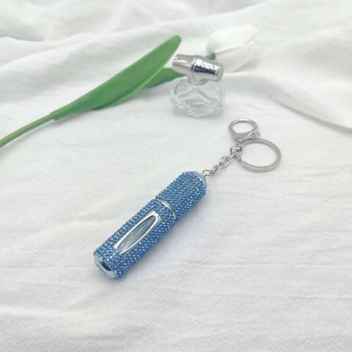 Refillable Perfume Bottle with Keychain, 5ml Crystal Portable Perfume Spray Bottle, Empty Press Head Key Ring Perfume Atomizer for Travel(Red) — view 4