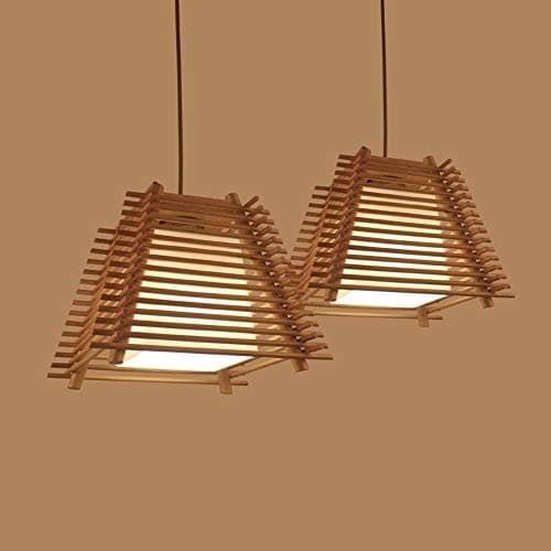 GHBSDNEPP Chinese Style Retro Trapezoid Bamboo Light Led Single Head Lamp Creative Tea Bar Ceiling Light Adjustable Kitchen Chandelier — view 3