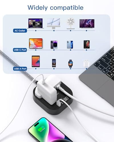 Extension Lead, Power Strips with 2 Way Outlets 4(4.5A, 2 Type C & 2 USB-A) — view 6