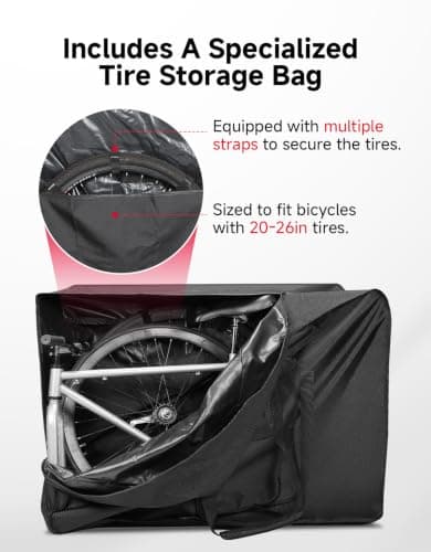 KEMIMOTO Bike Travel Bag for Airplane w/Tire Compartment, Fits 20-26" Bike — view 4