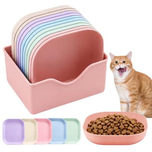 12 Pack Cat Bowls, Kitten Bowls Shallow Plastic Food & Water Dish Set