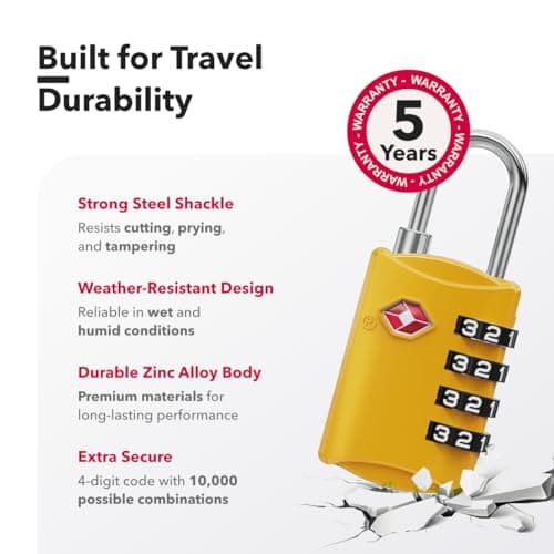 NovLock Suitcase Padlocks, TSA Approved Luggage Locks, Travel Padlocks — view 6