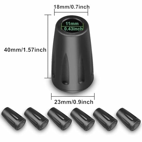 Walking Stick Caps & Trekking Pole Tips - Anti-Slip Rubber Tips, Universal 11mm Replacement Caps for Hiking Poles, Walking Canes & Nordic Poles — view 2