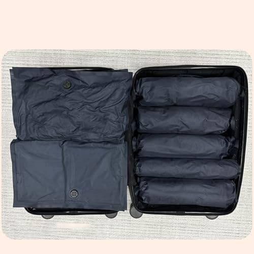 Homeponnew Portable Compression Bag for Clothing Storage, Oxford Cloth Travel Vacuum Storage Bag, Hand Roll Luggage Space Saver, 30x40cm/40x50cm, Navy 30 * 40cm Navy — view 5