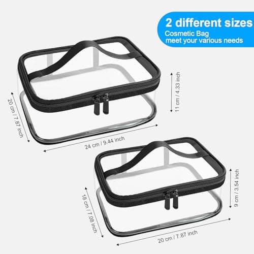 Aucuu 2PCS Toiletry Bag, Clear Makeup Bag, TSA Approved Cosmetic Bag, Portable Waterproof Transparent Cosmetic Bags, Clear Travel Toiletries Bag for Travel Business Bathroom — view 2