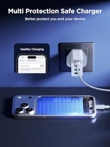 Aioneus USB Plug Fast Charger, 33W 4-Port QC 3.0 Multi USB Charger Plug UK — view 4
