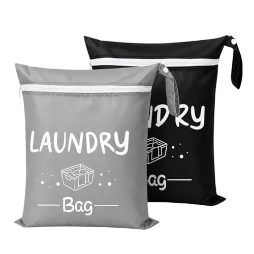 2 Pack Waterproof Oxford Laundry Bags Zipper Closure for Travel Gym Swim