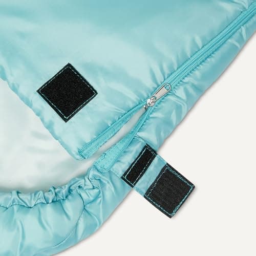 Amazon Basics Kids Sleeping Bag for Camping, 10°C Rated, Machine Washable, Hood, Compression Sack, Aqua, 168 x 74 cm — view 3