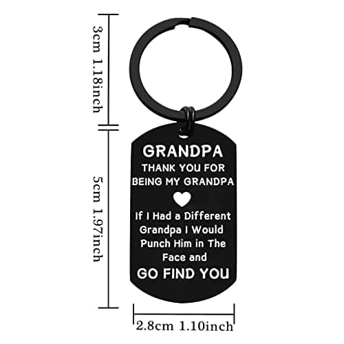 Nimteve Grandpa Gifts Grandpa Birthday Gifts Keyrings Grandpa Keying from Grandson Christmas Grandpa Gift Granddad keyring Grandfather Keychains Father's Day Birthday Gift for Granddad (black) — view 2