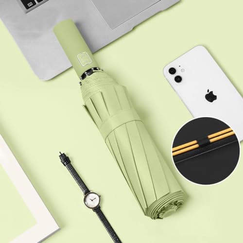 Maibar Umbrella Windproof Strong 24 Ribs Compact Umbrellas Sun UV Protection spf 50 Folding Travel Large Auto Open Close Umbrellas Umbrella (Matcha Green) — view 4
