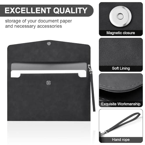 OFFCUP Envelope Documents, A4 Leather File Folder, Portable PU Document Bag — view 3