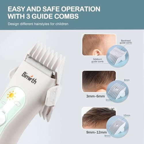 Bimirth Baby Hair Clipper - Hair Trimmer for Kids and Toddlers - Waterproof, Rechargeable, Cordless Hair Cutting Machine for Children (with Bag) — view 4