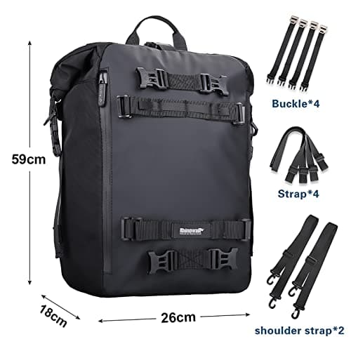 Rhinowalk Motor Saddle Bag Motorcycle Pannier Bag Waterproof Multifunctional Rear Rack Trunk Seat Bag (Black 20L) — view 2