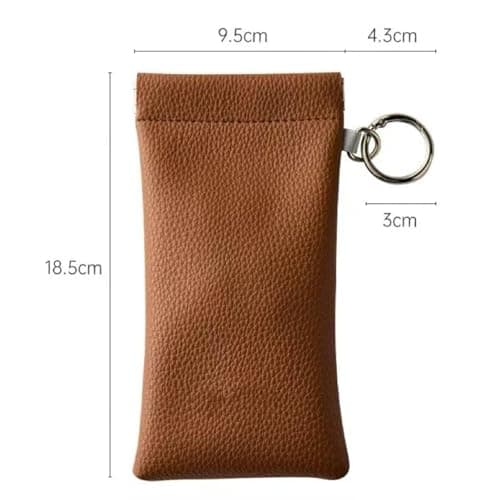 RNXRZANK Sunglasses Pouch Eyeglasses Storage Case Glasses Organizer Bag Soft Faux Leather Compression Resistant Auto Closing with Detachable Strap Suitable for, brown — view 6