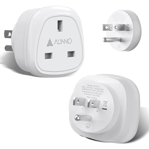 AUNNO UK to US Plug Adaptor, Pack of 2 UK 3 Pin to US Plug Converter, Travel Adapter for US Canada Mexico Thailand and More etc (Type B)