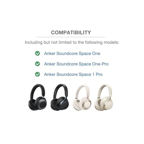 Voarmaks Headband Cushion Cover Compatible with Anker Soundcore Space One, Space One-Pro, Space 1 Pro, Active Noise Cancelling Headphone, 6mm Thick Cushion, No Wobble Zipper Slider, with Hanging Loop — view 2