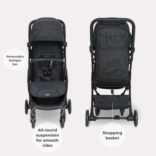 My Babiie MBX2 Compact Stroller – from Birth to 22kg, Foldable, Lightweight, Travel Buggy for Toddlers, Pushchair with UPF50+ Sun Canopy - Black — view 5