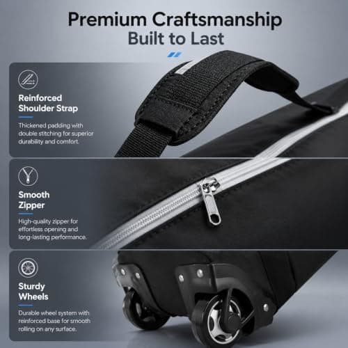 dekayaker Padded Ski Bag with Wheels Ski Pack with Wheels for Air Travel, The Padded Ski Bag can Accommodate Skis up to 200 cm. — view 3