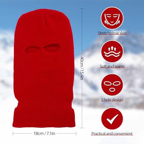 BBTO Ski Mask Balaclava Full Face Cover Red — view 2