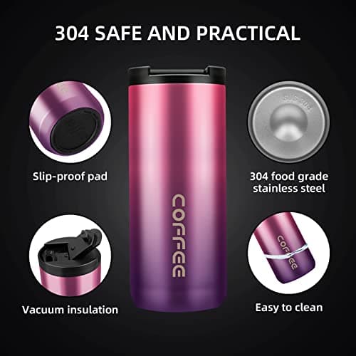 Travel Mug, Double Walled Coffee Cup 550ml Vacuum Insulation Stainless Steel with Leakproof Lid Eco-Friendly, for Hot and Cold Water Coffee and Tea — view 6