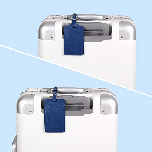Luggage Tags, Microfiber Leather Personalized Suitcase Tag Set Luggage id Tags Labels Travel Accessories-Set of 4(Blue) — view 2