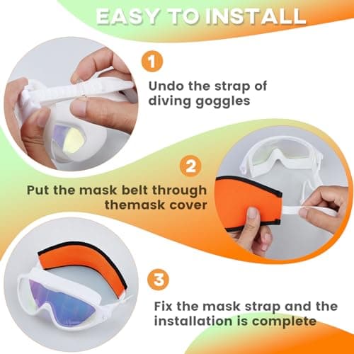 Dawitrly Scuba Mask Strap Cover, 2PCS Neoprene Diving Goggles Hair Protector Wrap, Waterproof Mask Slap Straps for Dive Snorkel, Swimming Water Sports Orange — view 5