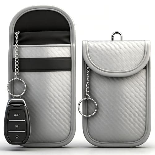 Diyife 2 Pack Faraday Pouch, RFID NFC Car Key Signal Blocker Pouch, Full Shielding Keyless Entry Anti-Theft Relay Attack Faraday Bag for Car Motorcycle Keys, Bank Cards and ID Cards, Silver