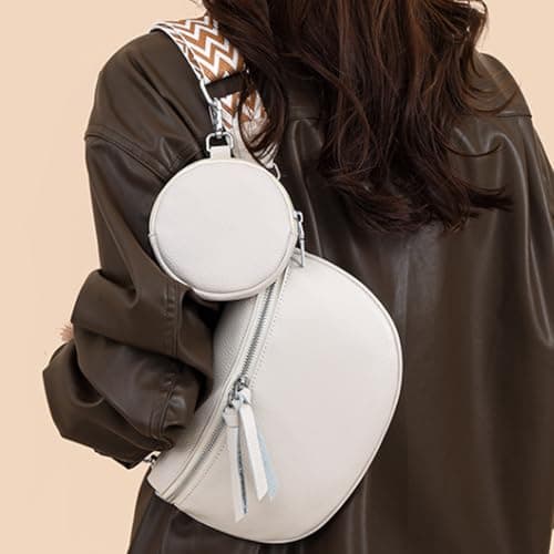 SSKHE Women’s Fashion Crossbody Waist Bag Set, Soft Vegan PU Leather Belt Bag + Matching Coin Purse, Large Capacity, Adjustable Wide Strap, for Travel, Work (White, One Size) — view 6