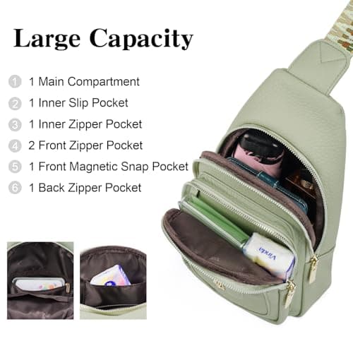 GAEKEAO Sling Bag Crossbody Bags for Women Vegan Leather Fanny Pack Chest Travel Anti Theft Purse Shoulder Bag Handbags Gifts — view 3